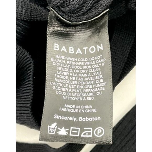 Aritzia Babaton Top‎ Women XS Black Mock Neck Long Sleeve Tie Back Sculpt Knit - Picture 10 of 11